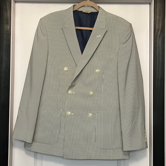 Haggar Suits & Blazers Mens Double Breasted Seersucker Sport Coat